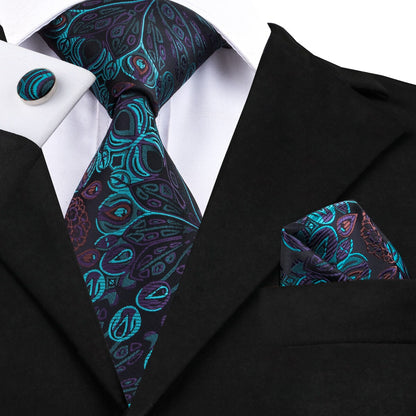 Teal Green Silk Tie Set