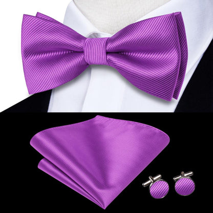 Solid Silk Pre-tied Bow Tie