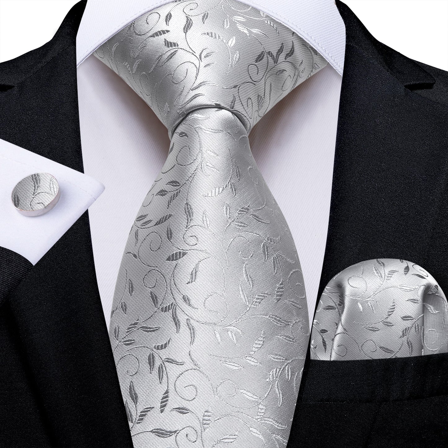 Gray Paisley Silk Ties Set