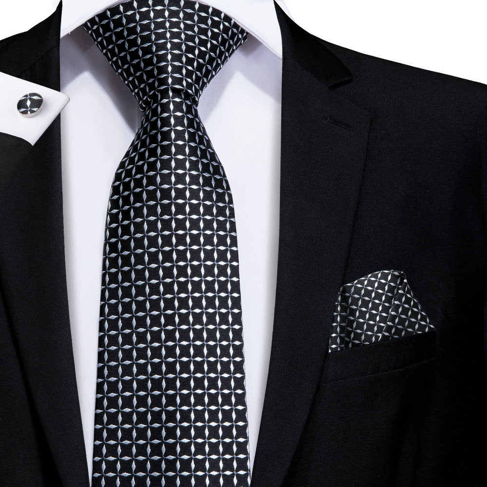 Black Paisley Silk Tie Set