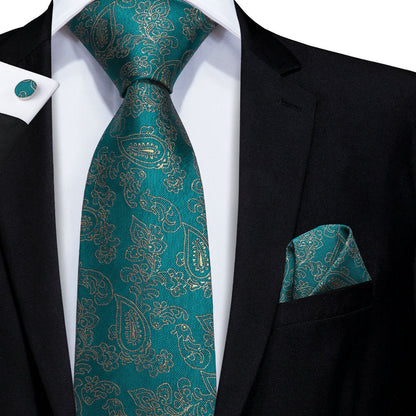 Teal Green Silk Tie Set