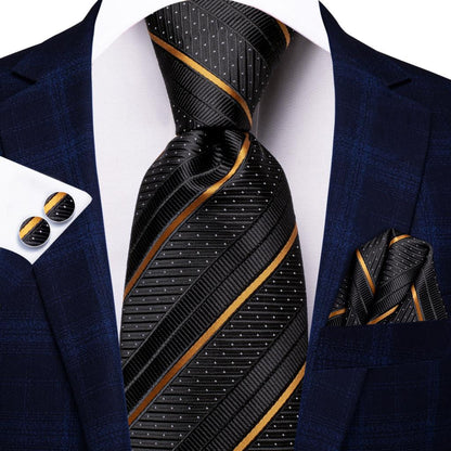 Black Paisley Silk Tie Set