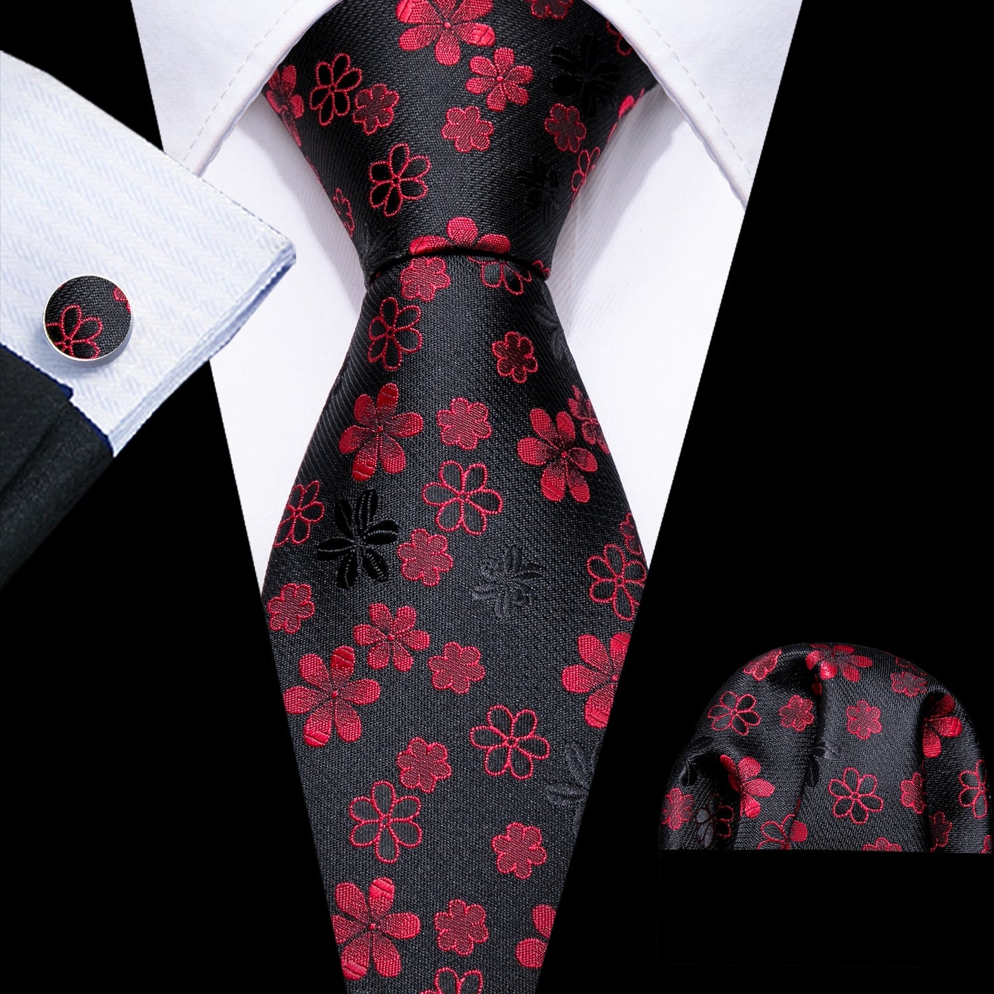 Floral Silk Tie Hanky Set