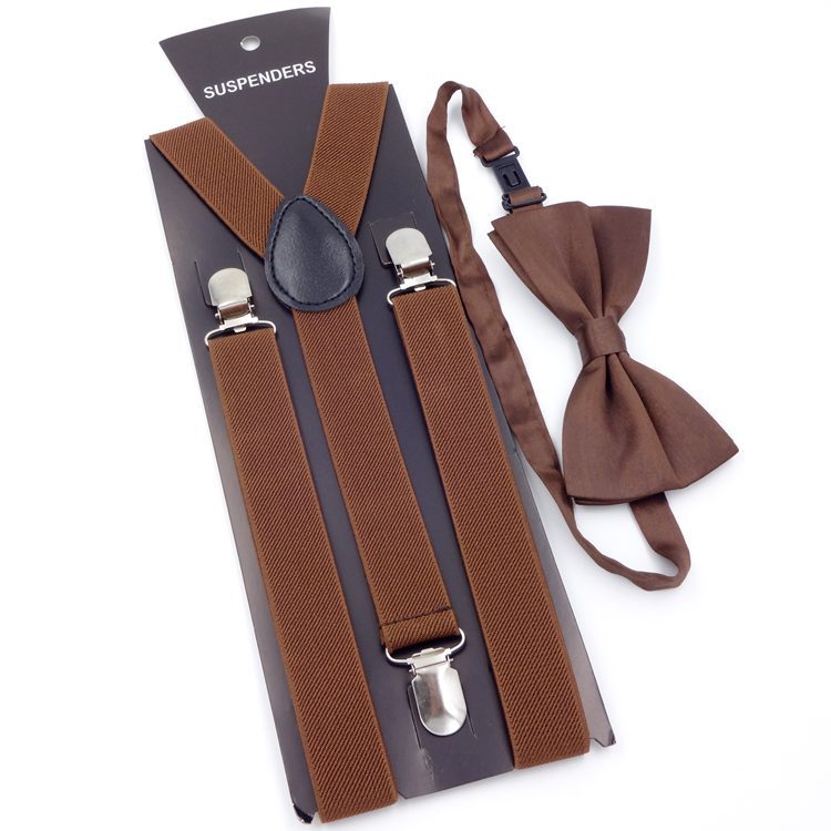 Elastic Suspender Bowtie Set