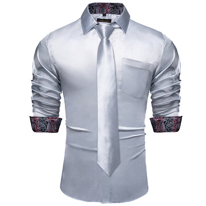 Long Sleeve Satin Dress Shirt