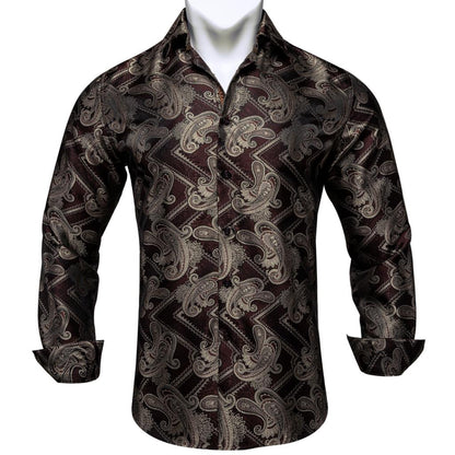 Long Sleeve Paisley Silk Shirts