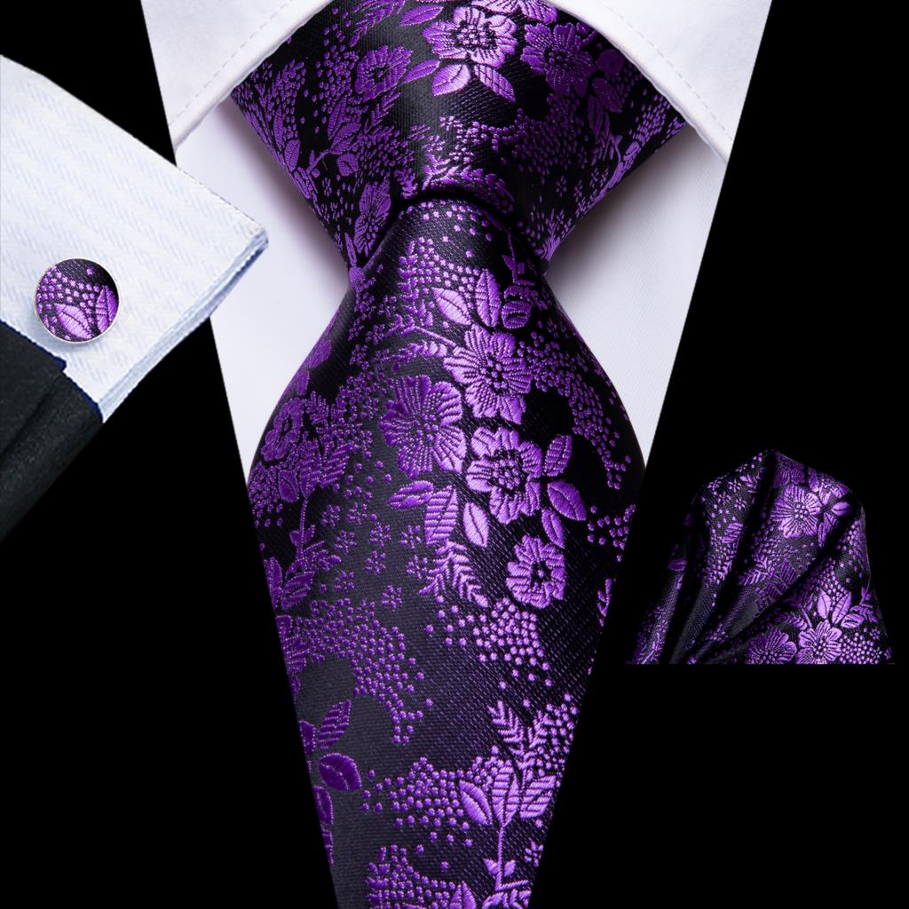 Purple Floral Ties Set