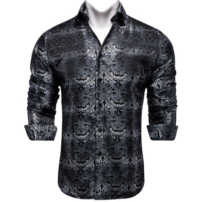 Long Sleeve Paisley Silk Shirts