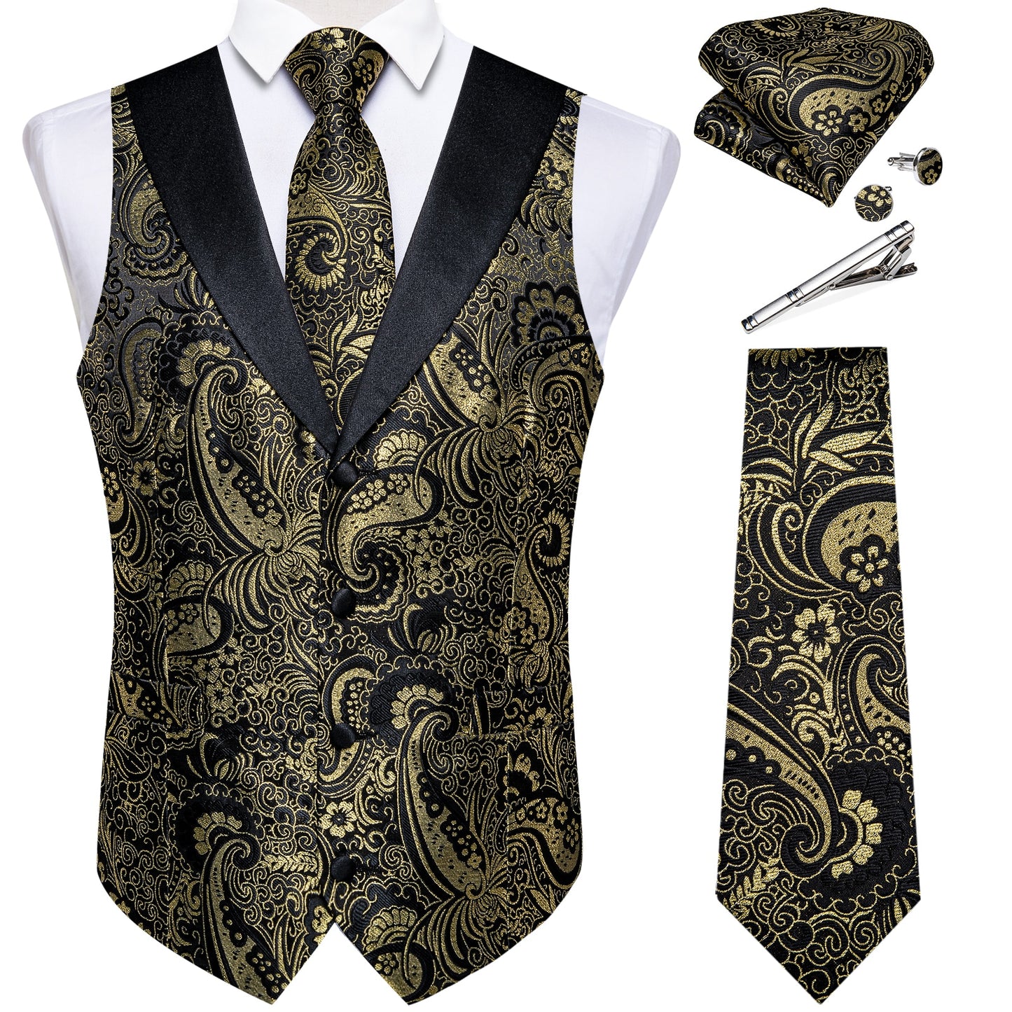 Gray Paisley Suit Vest Set