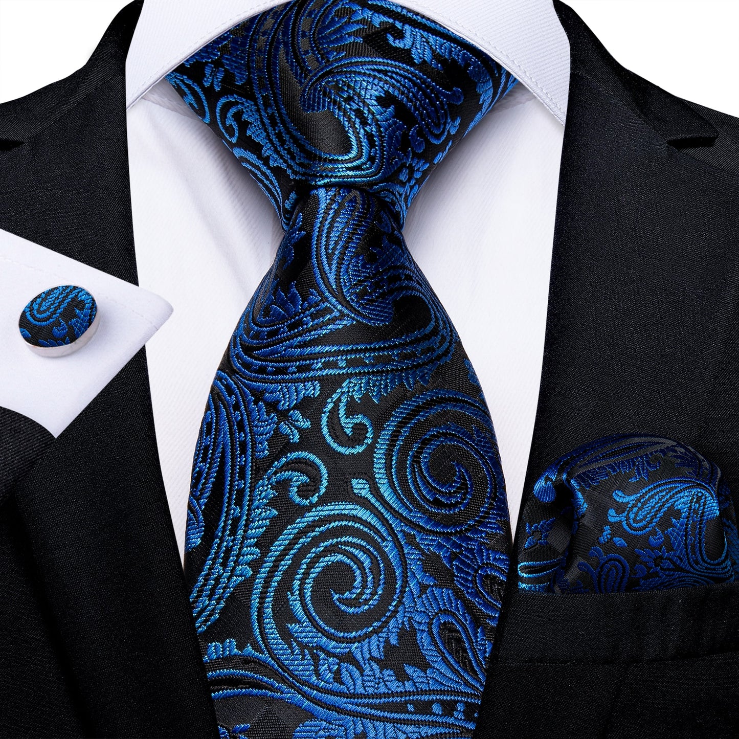 Paisley Blue Silk Ties Set