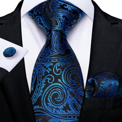 Paisley Blue Silk Ties Set