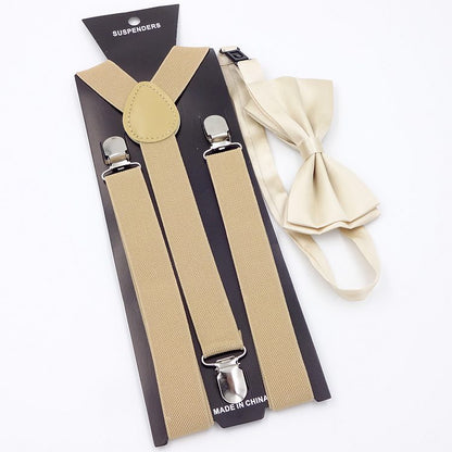 Elastic Suspender Bowtie Set