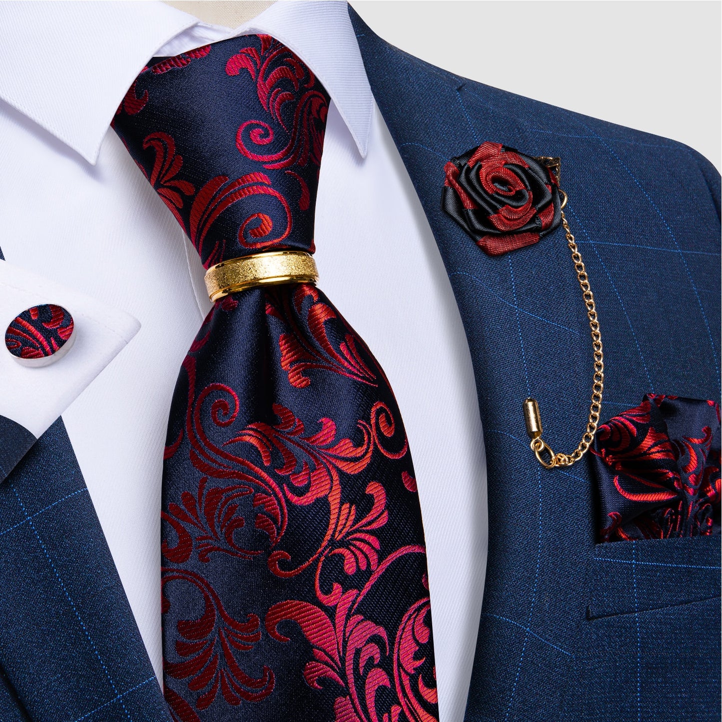 Luxury Paisley Solid Tie Set