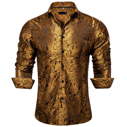 Long Sleeve Paisley Silk Shirts