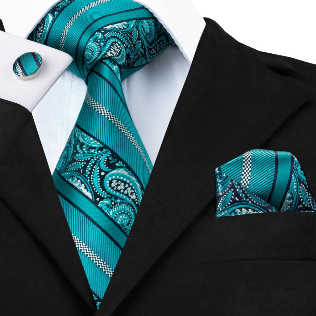 Teal Green Silk Tie Set