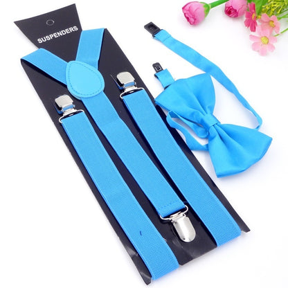 Elastic Suspender Bowtie Set