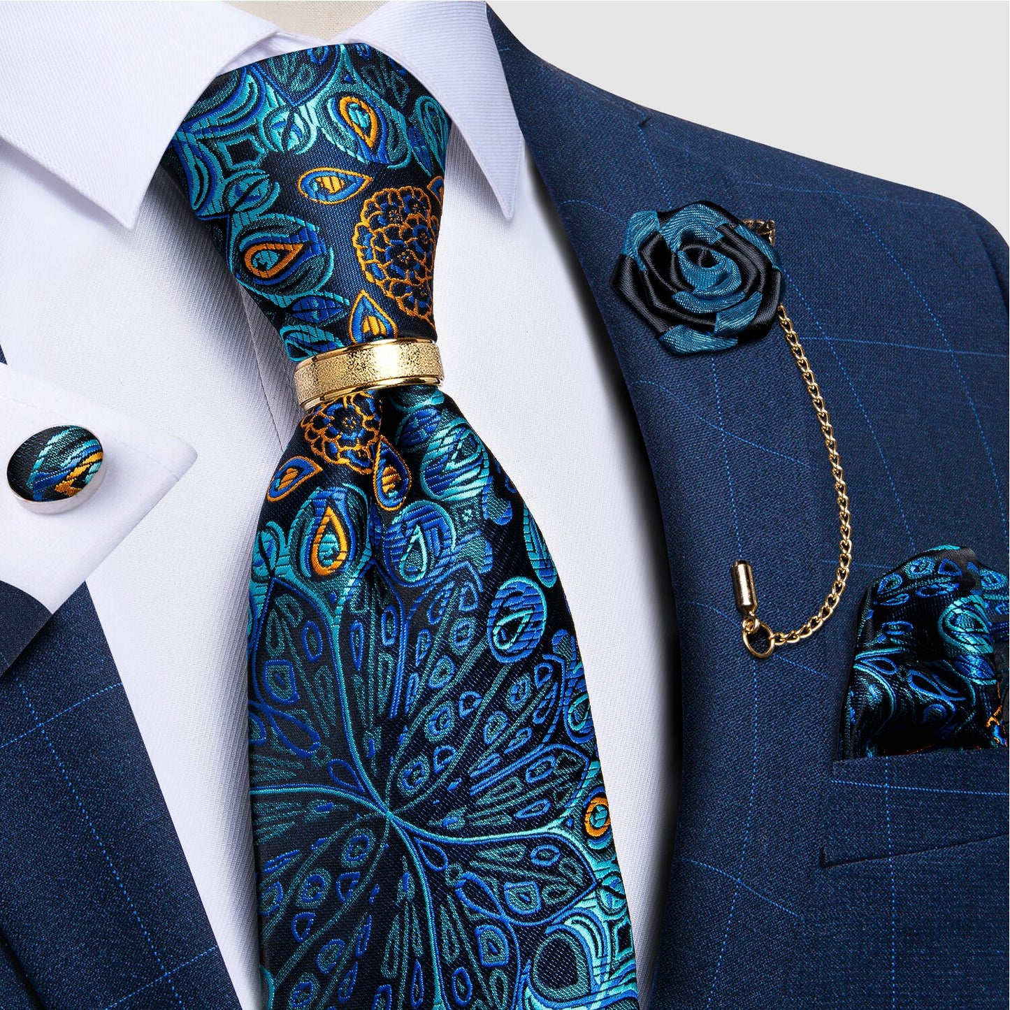 Luxury Paisley Solid Tie Set