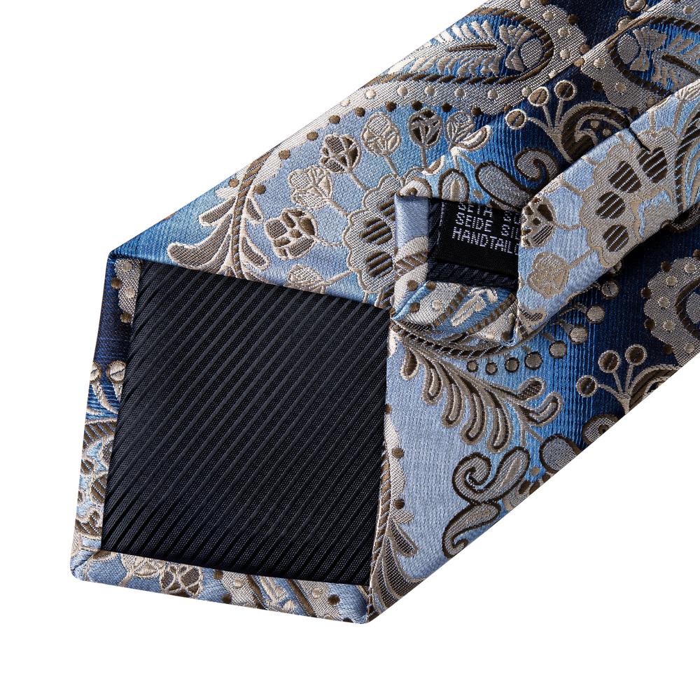 Blue Champagne Paisley Tie Set