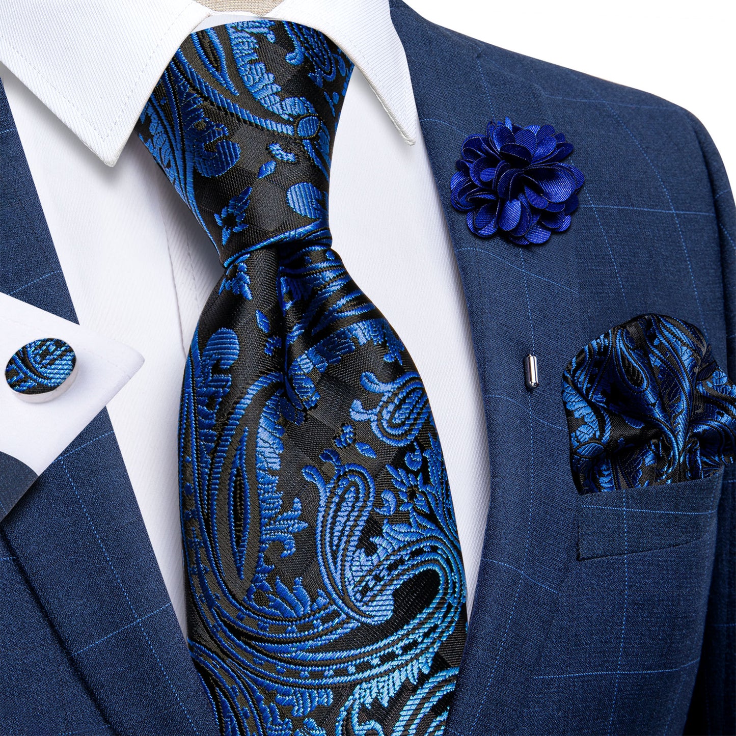 Paisley Blue Silk Ties Set