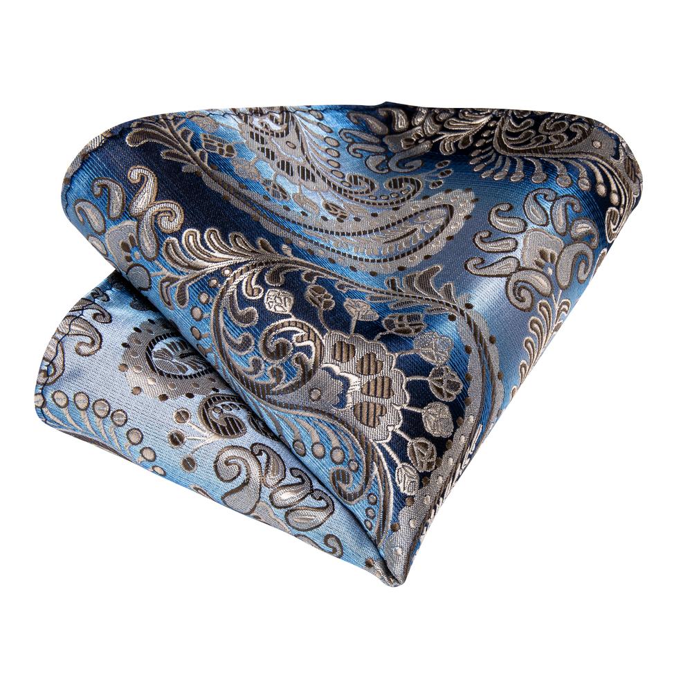 Blue Champagne Paisley Tie Set