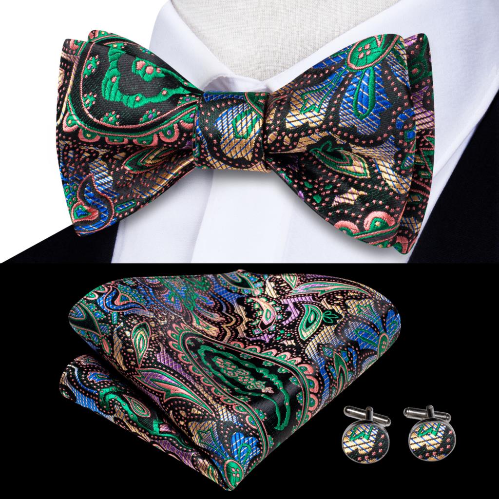 Jacquard Silk Mens Self Bow Tie