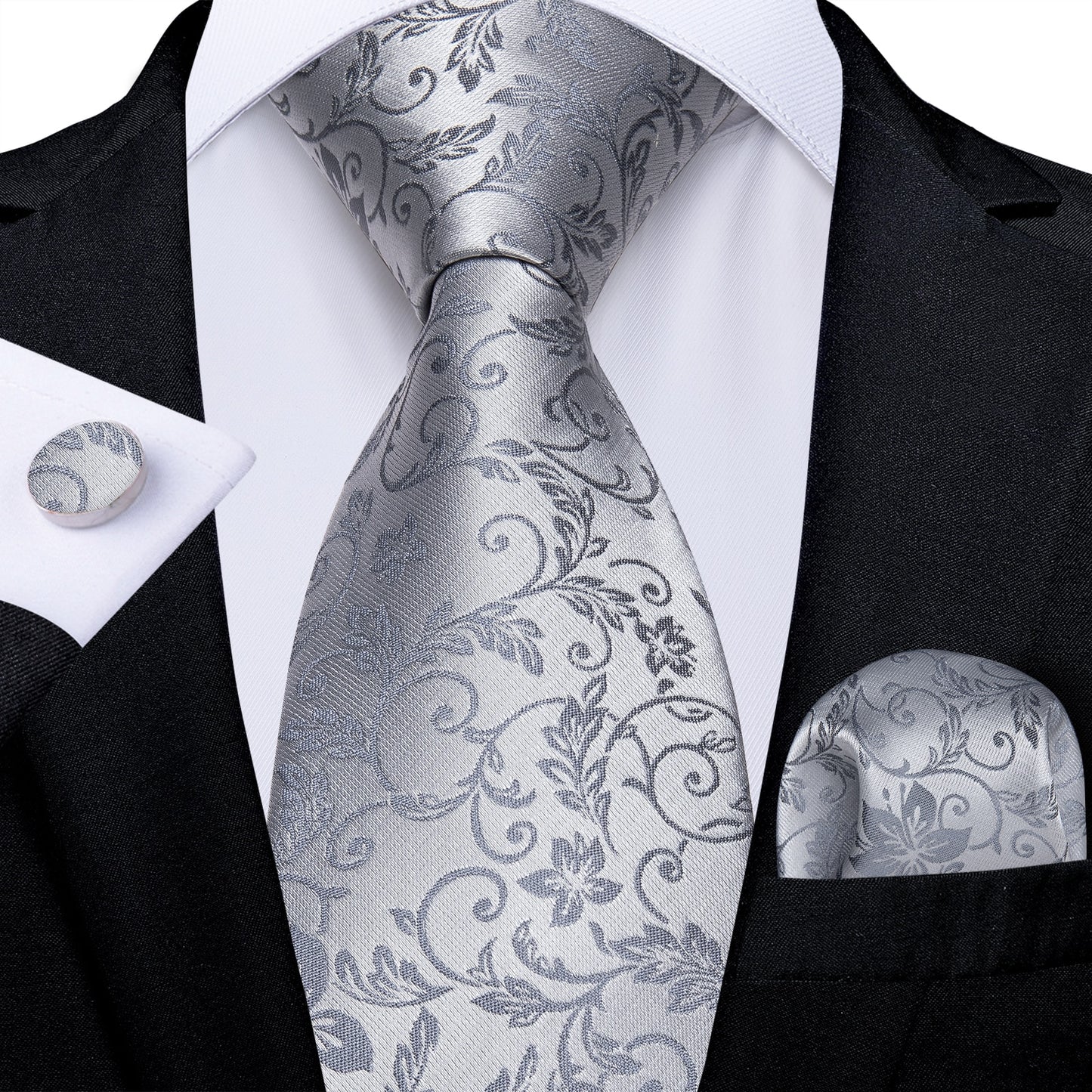 Gray Paisley Silk Ties Set