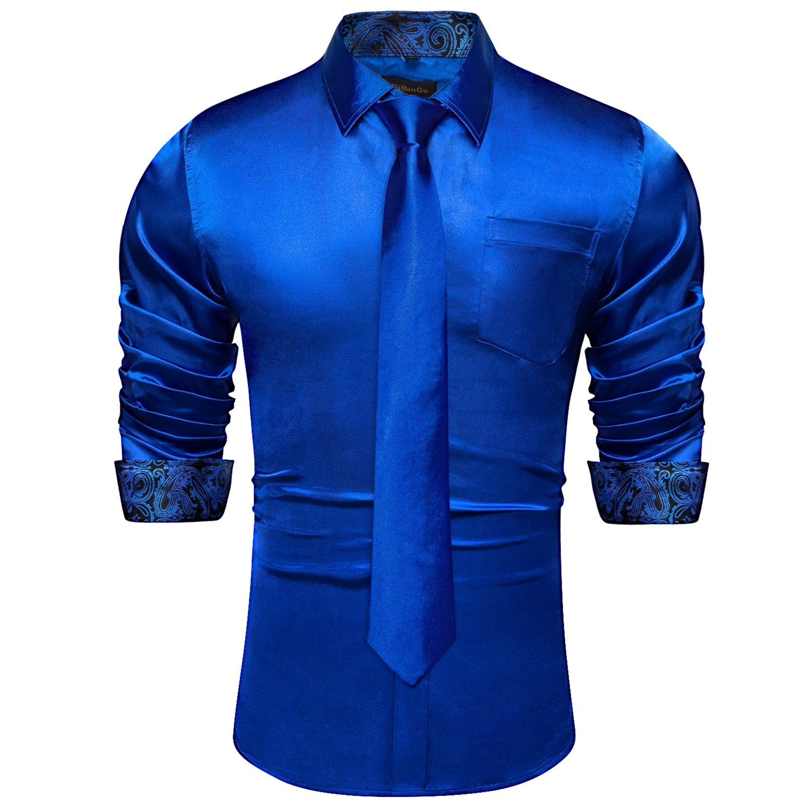 Long Sleeve Satin Dress Shirt