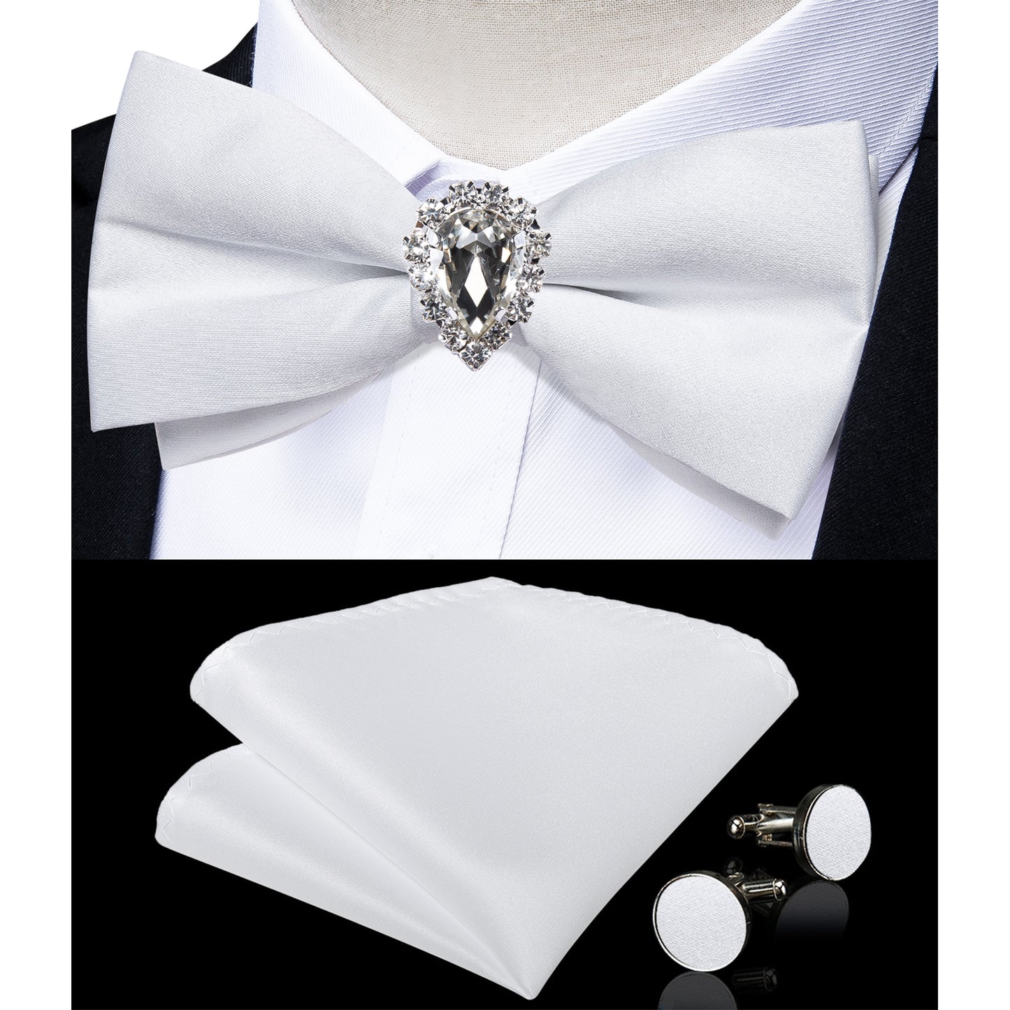 Pre-tied Bowtie Cufflinks Ring Set