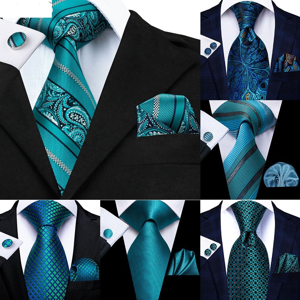 Teal Green Silk Tie Set