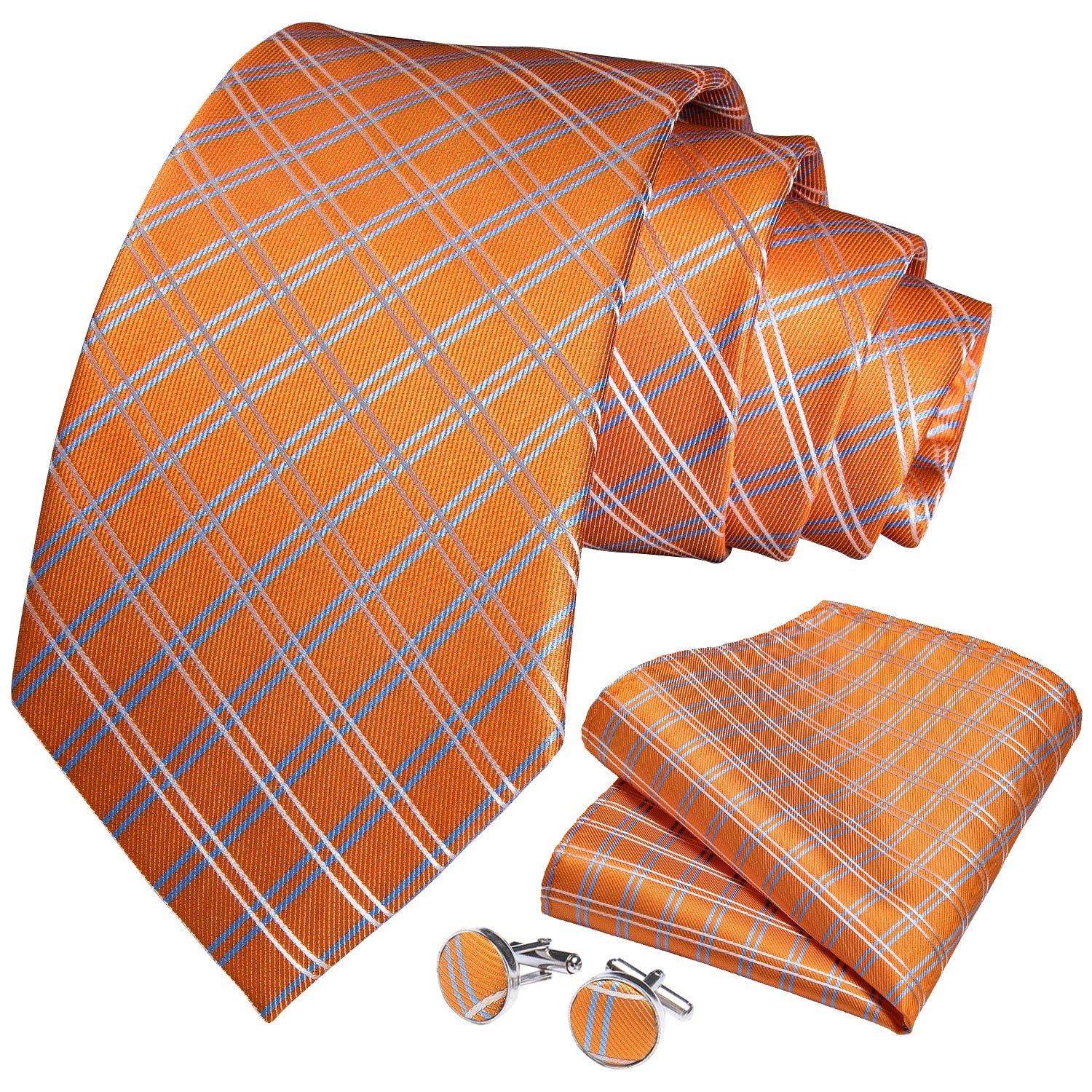 Orange Silk Ties Set