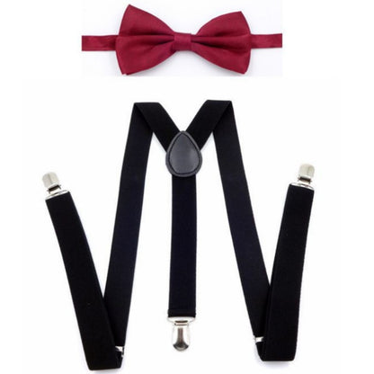 Elastic Suspender Bowtie Set