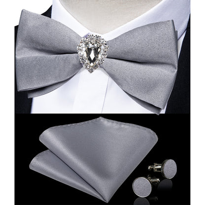 Pre-tied Bowtie Cufflinks Ring Set