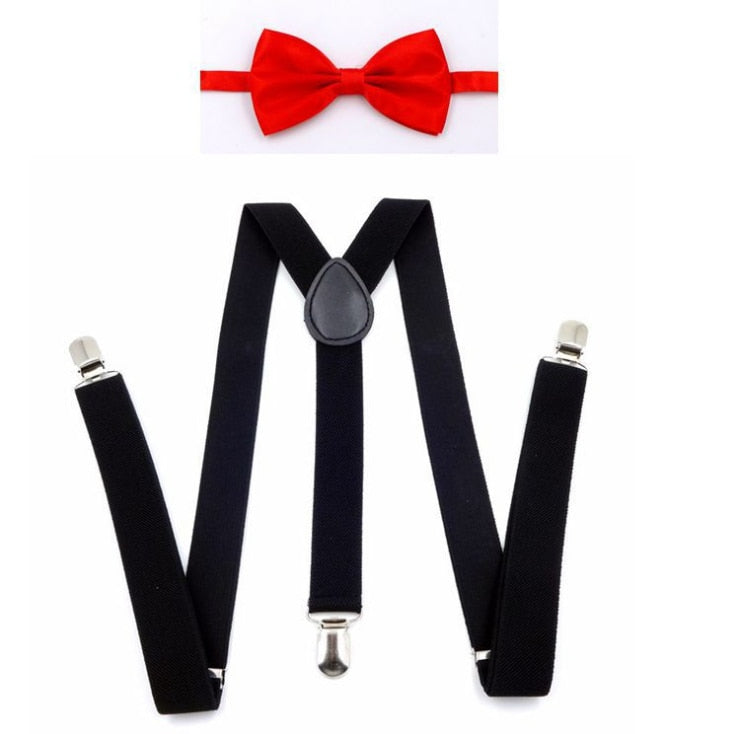 Elastic Suspender Bowtie Set