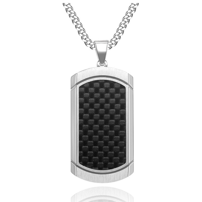 Fiber Dog Tag Pendant Necklace