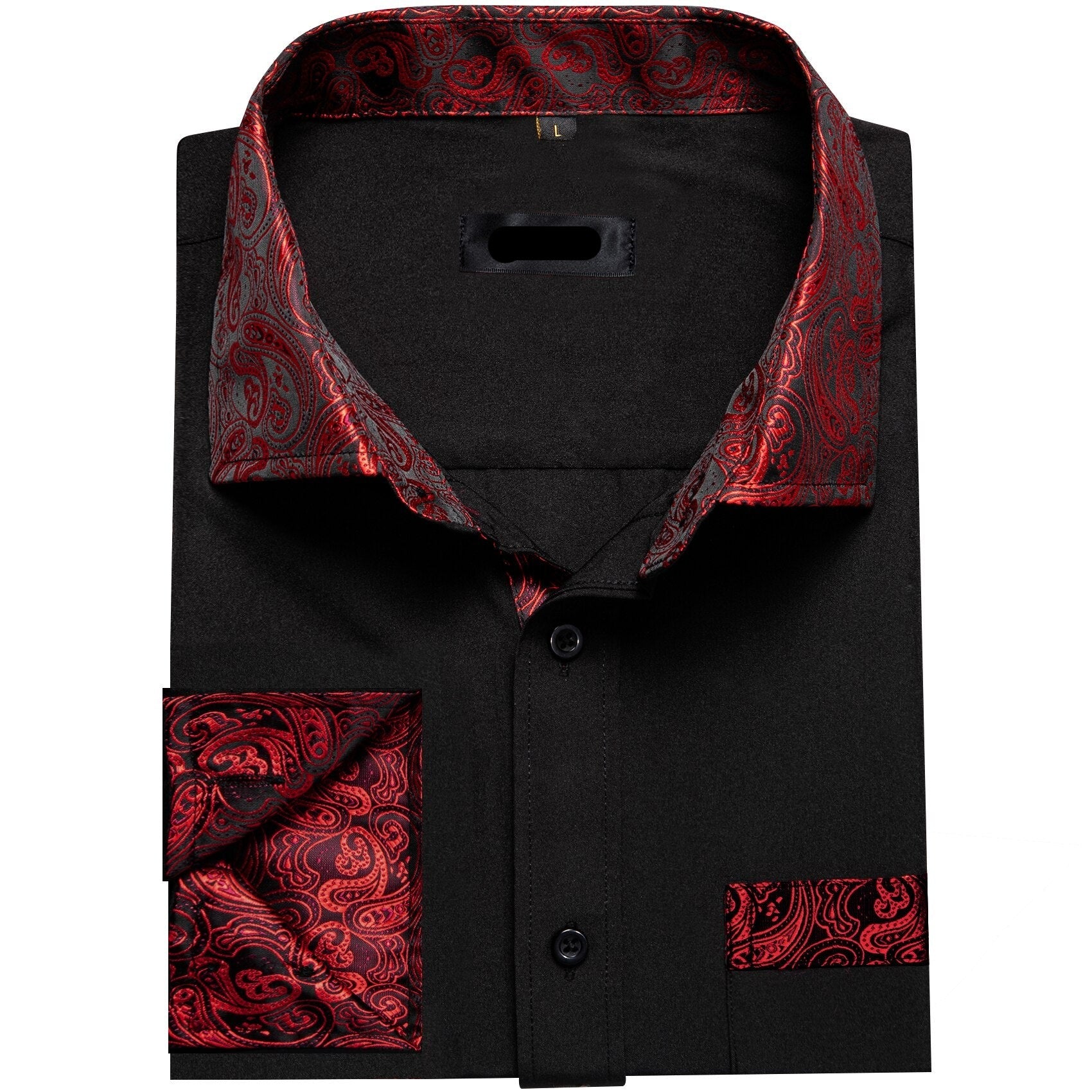 Paisley Splicing Solid Shirts