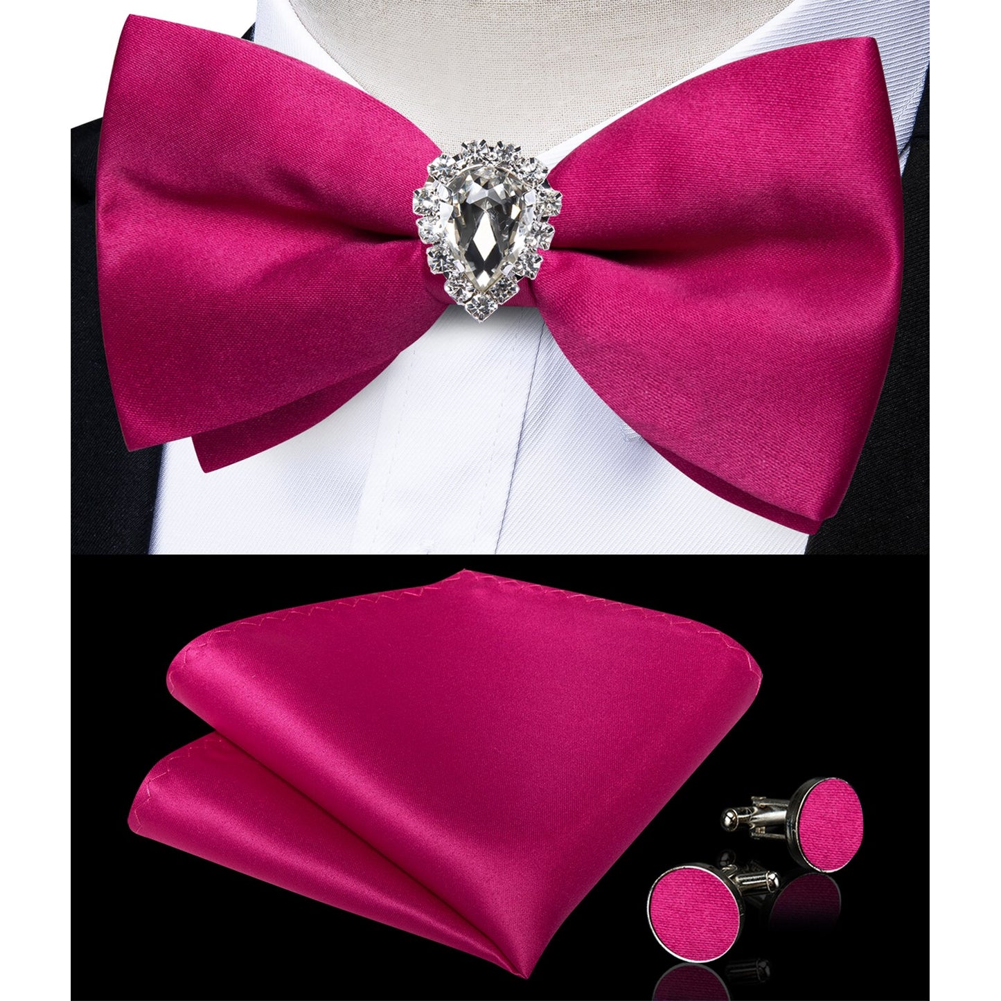 Pre-tied Bowtie Cufflinks Ring Set