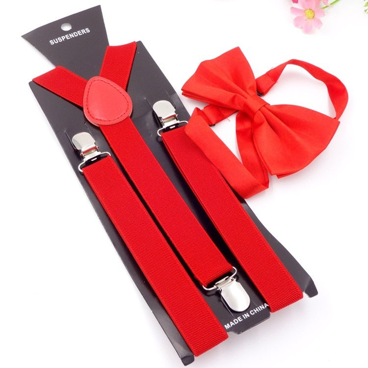 Elastic Suspender Bowtie Set