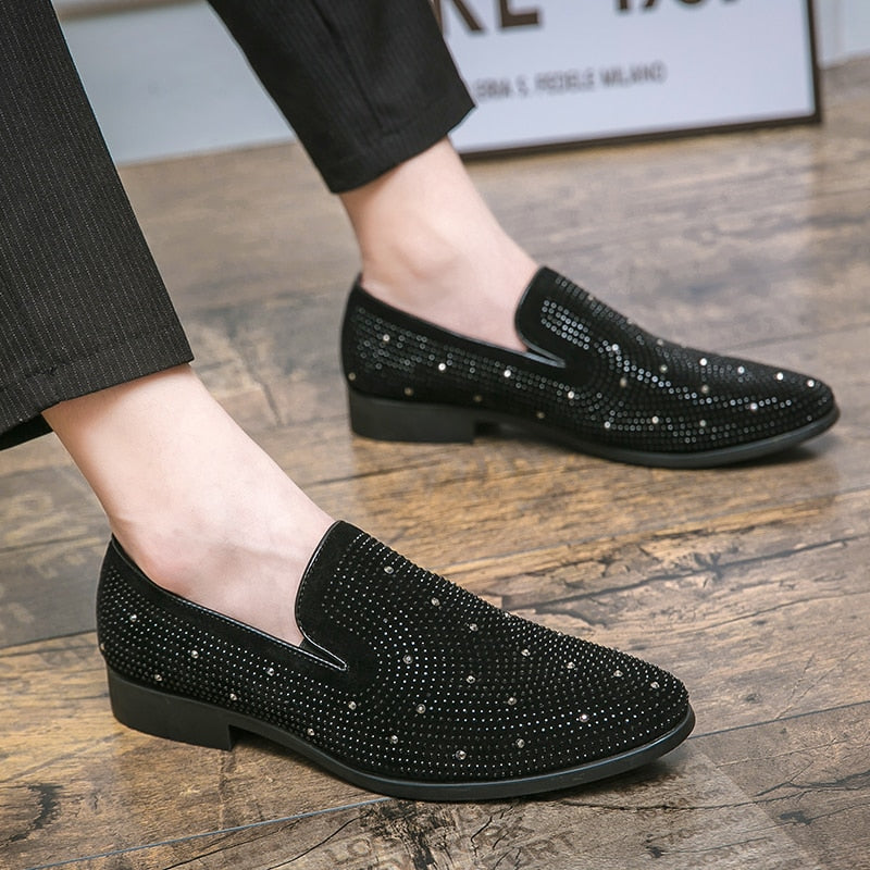 Black Rhinestone Loafers