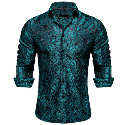 Long Sleeve Paisley Silk Shirts