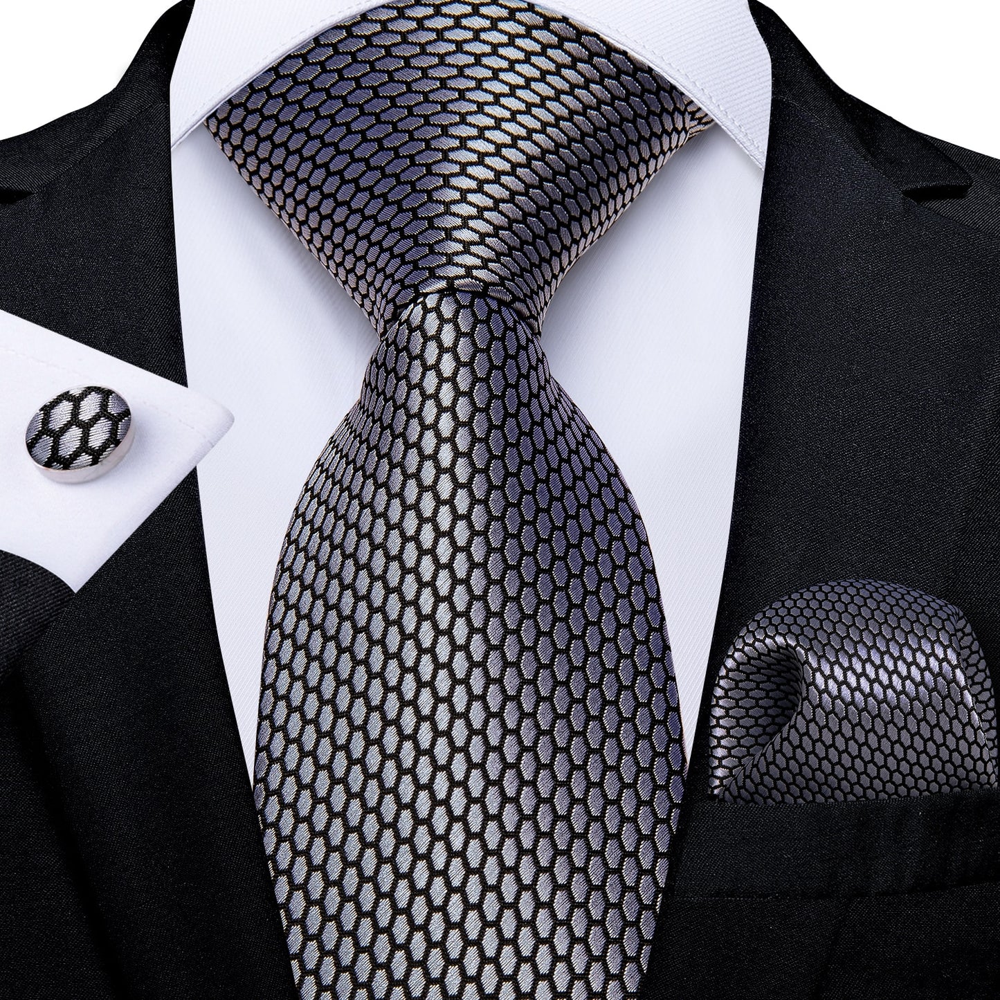 White Dot Black Silk Ties