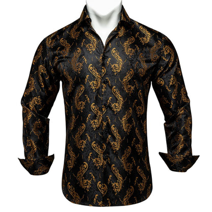 Long Sleeve Paisley Silk Shirts