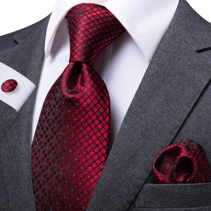 Burgundy Plaid Silk Tie