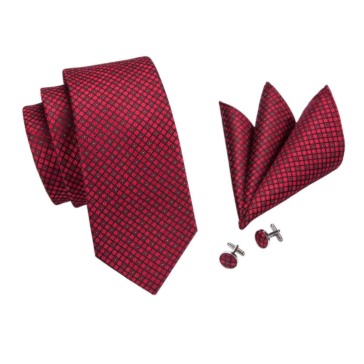 Burgundy Plaid Silk Tie