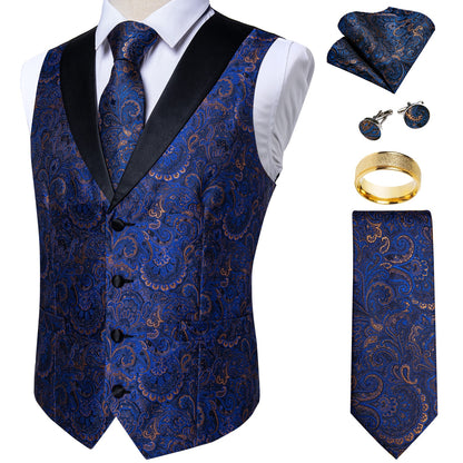 Black Gold Paisley Vest Set