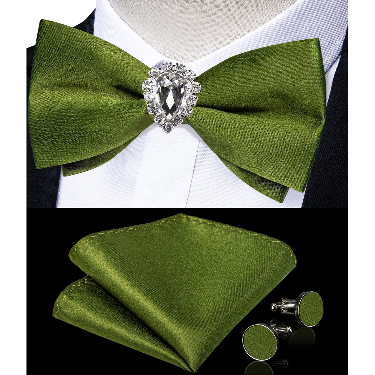 Pre-tied Bowtie Cufflinks Ring Set