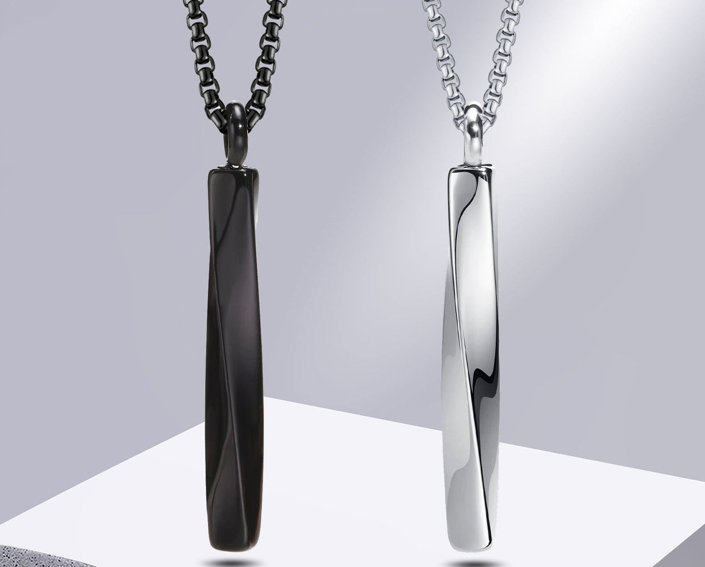 Mobius Bar Pendant Necklaces