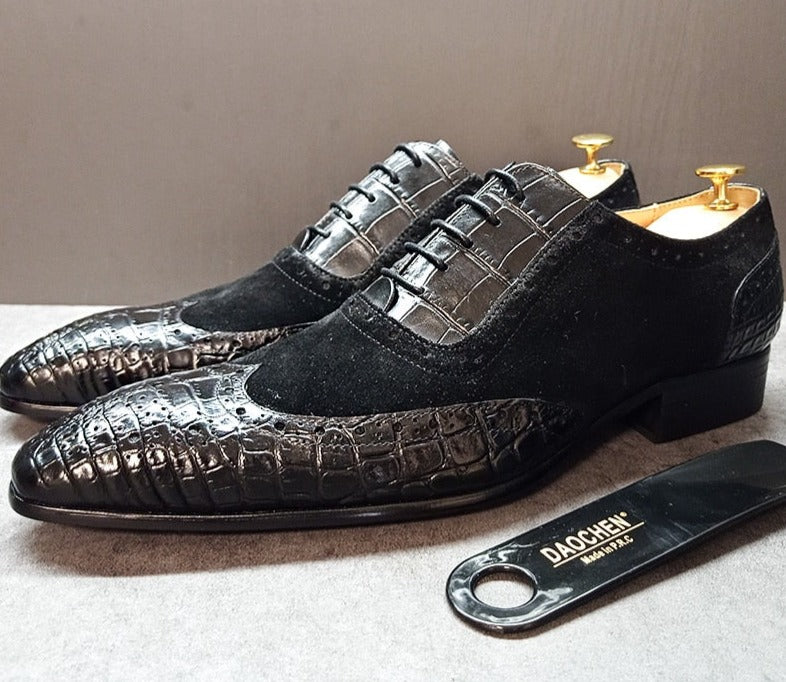 Crocodile Print Oxford Shoes