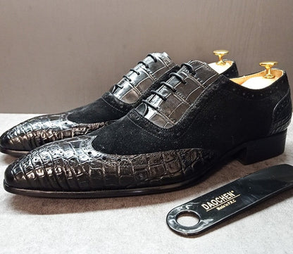 Crocodile Print Oxford Shoes