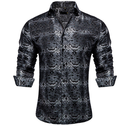 Long Sleeve Paisley Silk Shirts