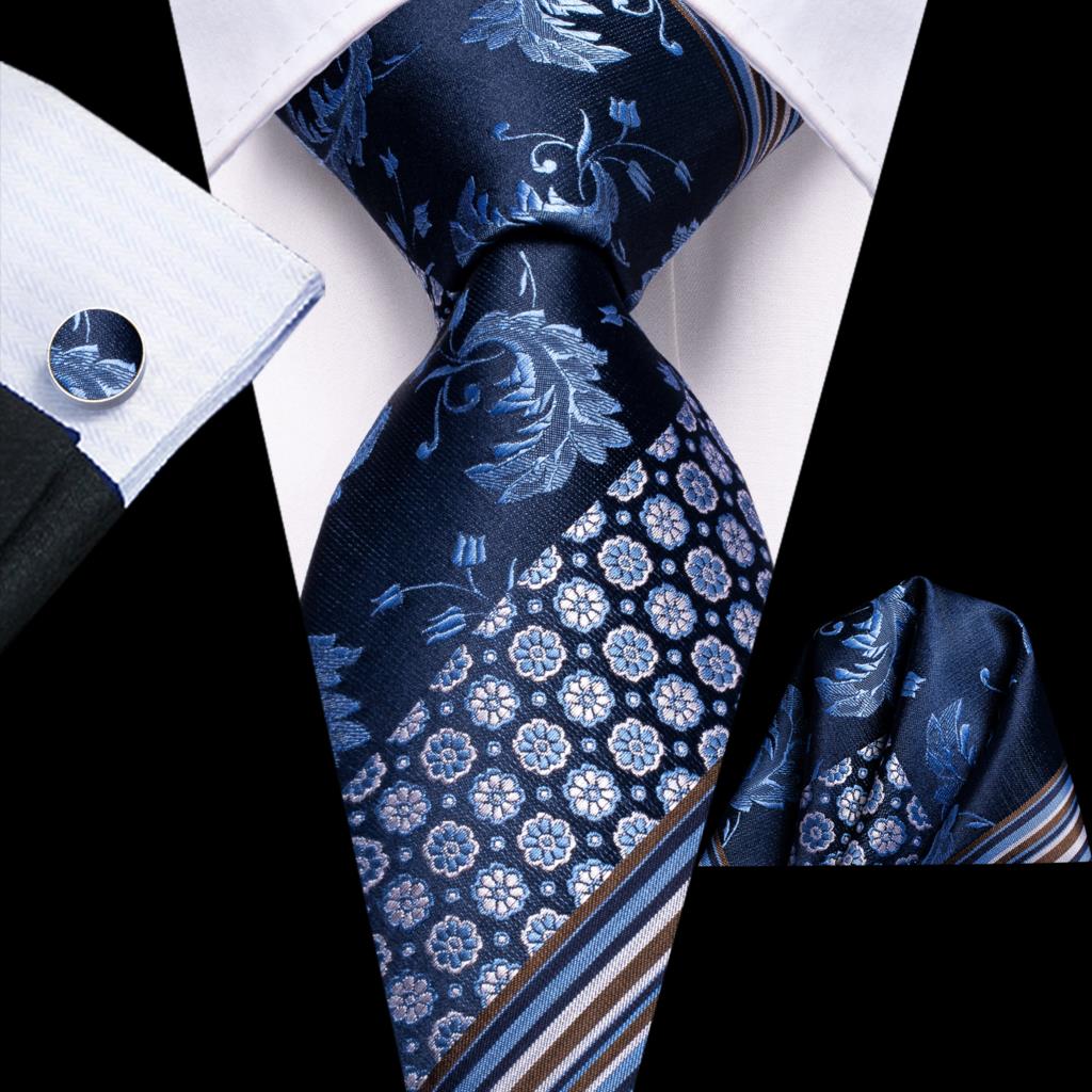 Navy Solid Paisley Silk Tie